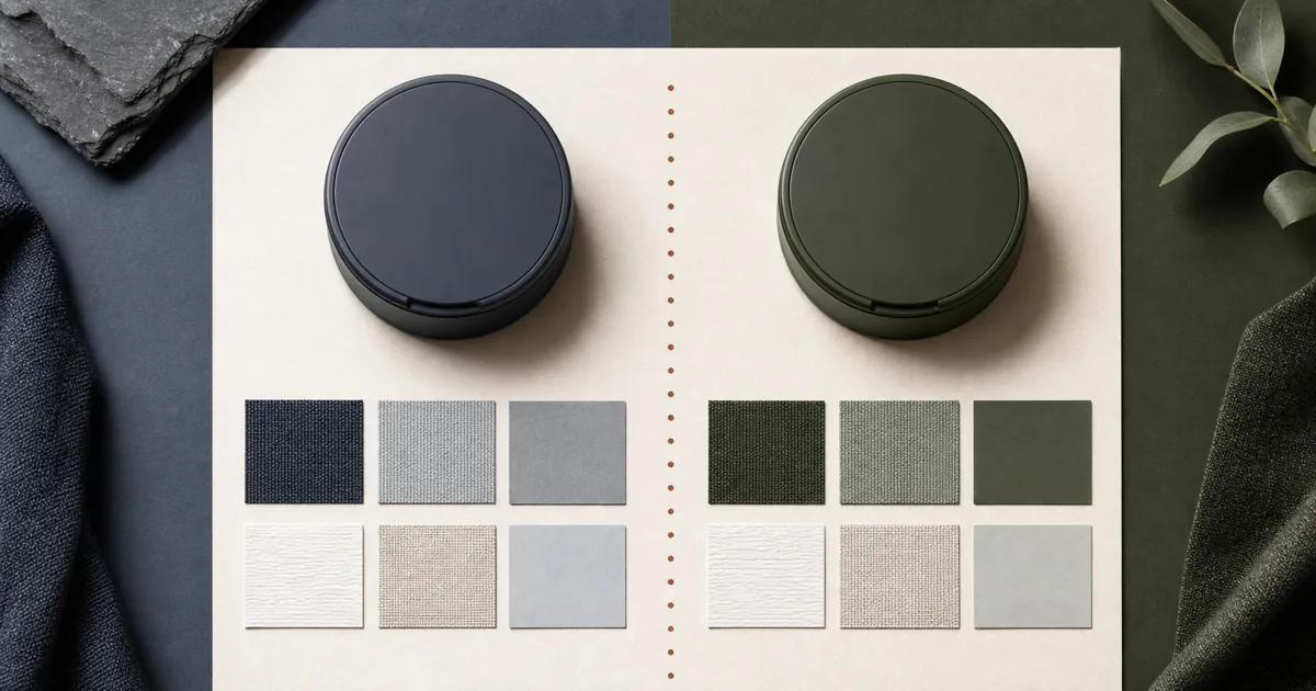 Two unbranded nicotine pouch tins arranged for a side-by-side format and texture comparison